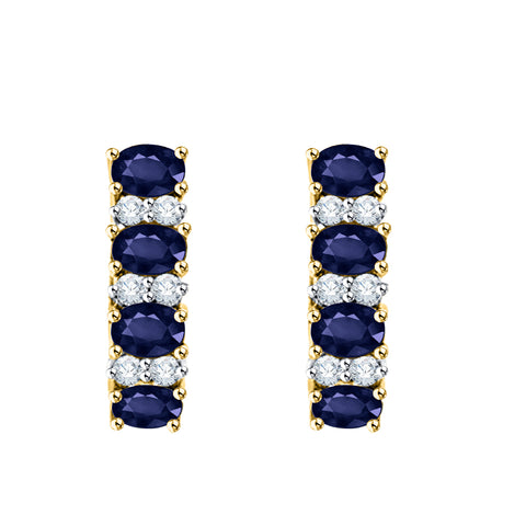 KATARINA Diamond with Alternating Sapphire Huggie Earrings (2 1/4 cttw)