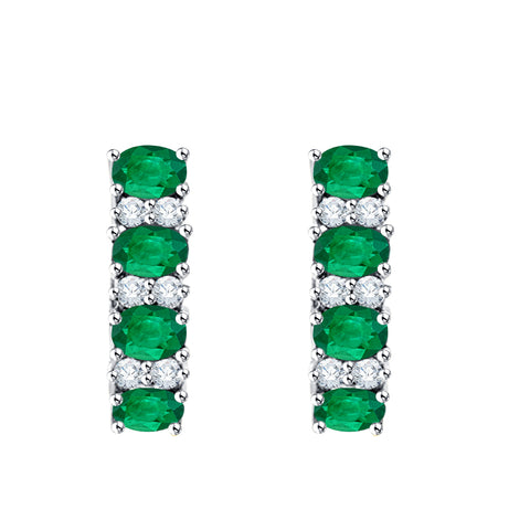 KATARINA Diamond with Alternating Emerald Huggie Earrings (1 5/8 cttw)