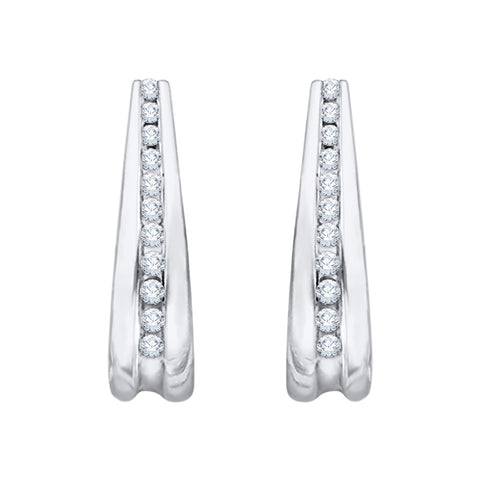KATARINA Diamond J-Hoop Earrings (1/4 cttw)