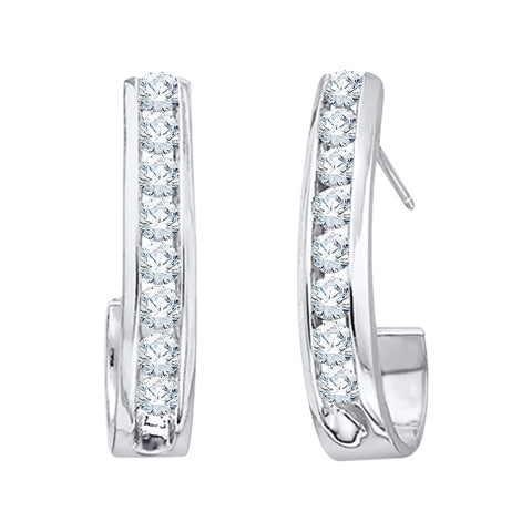 KATARINA Diamond J-Hoop Earrings (1 cttw)