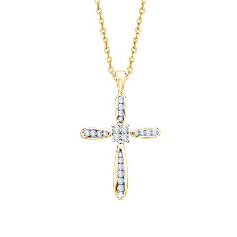 KATARINA 1/4 cttw Channel Set Diamond Cross Pendant Necklace