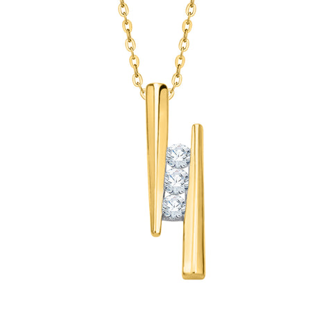 KATARINA 1/4 cttw 3 Diamond Pendant Necklace