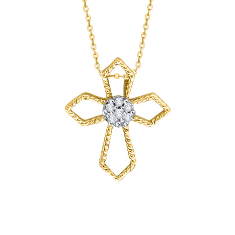 KATARINA Diamond Cross Pendant Necklace (1/20 cttw)