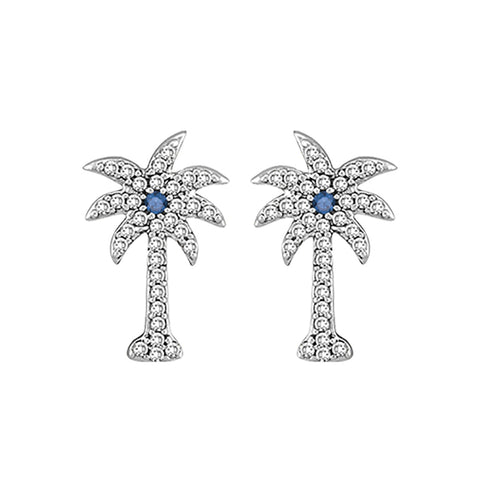 KATARINA Blue and White Diamond Palm Tree Jewelry Set