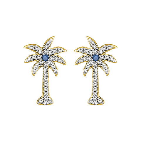 KATARINA Blue and White Diamond Palm Tree Jewelry Set