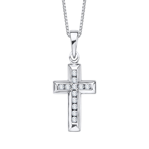 KATARINA Diamond Channel Set Cross Pendant Necklace (1/4 cttw)