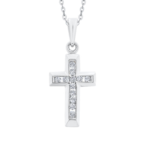 KATARINA Diamond Cross Pendant Necklace (1/8 cttw)