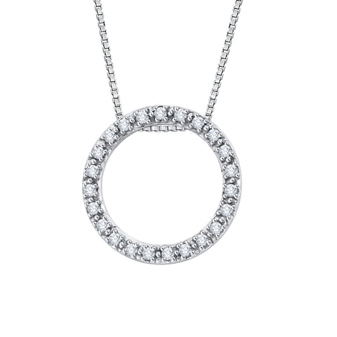 KATARINA Diamond Circle Pendant Necklace (1/10 cttw)