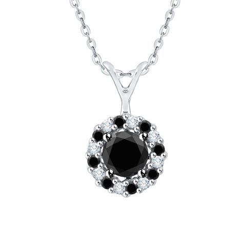 KATARINA Center Diamond Halo Pendant Necklace (1/2 cttw GH, I2/I3)