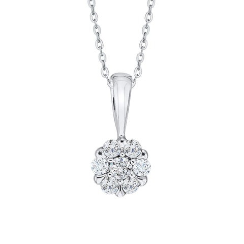 KATARINA Diamond Floral Pendant Necklace (1/4 cttw)