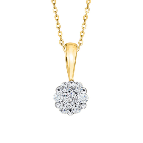 KATARINA Diamond Floral Pendant Necklace (1/4 cttw)