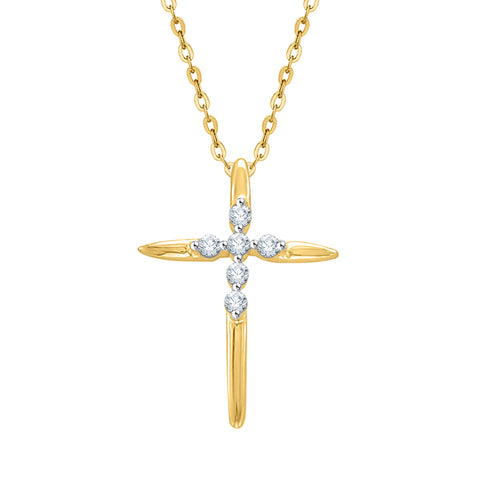 KATARINA Diamond Cross Pendant Necklace (1/10 cttw)