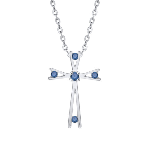 KATARINA Bezel Set Diamond Cross Pendant Necklace (1/10 cttw)