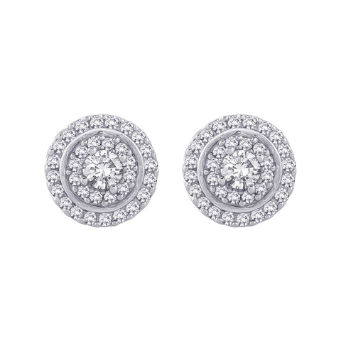 KATARINA Double Halo Diamond Fashion Earrings (7/8 cttw GH, I1)