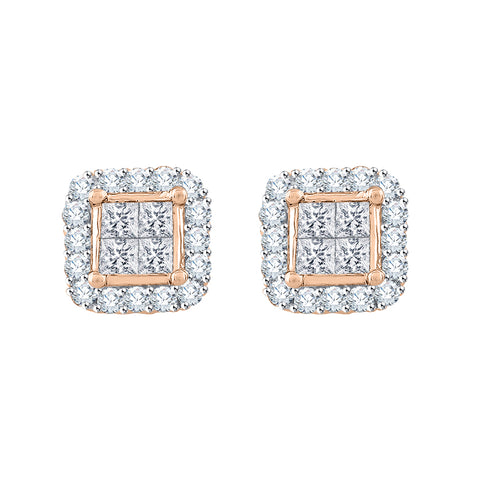 KATARINA Round and Princess Cut Diamond Fashion Earrings (1/2 cttw)