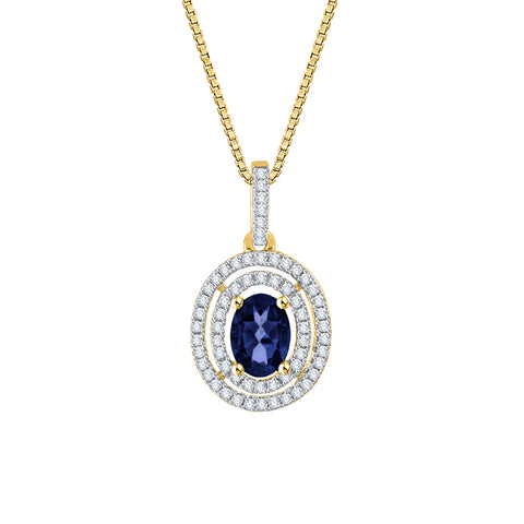 KATARINA Diamond and Sapphire Fashion Pendant Necklace (1/3 cttw)