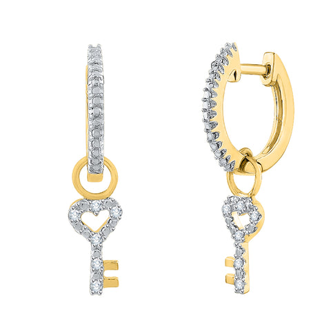 KATARINA Diamond Huggie Earrings with Key Danglers (1/20 cttw)