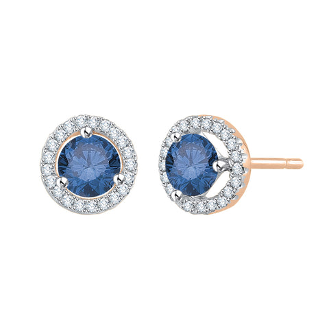 KATARINA Diamond with Blue Center Diamond Earrings (1 cttw)