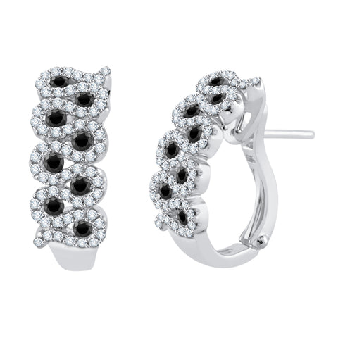 KATARINA Black and White Diamond Huggie Earrings (7/8 cttw)