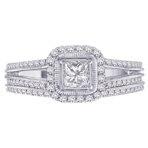 KATARINA Princess Cut Diamond Bridal Engagement Set (1 cttw)