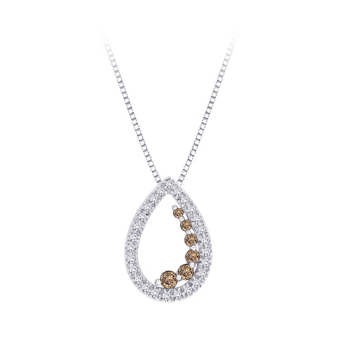 KATARINA Diamond Teardrop Journey Pendant Necklace (1/2 cttw GH, I2/I3)