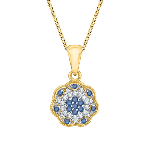 KATARINA Blue and White Diamond Fashion Pendant Necklace (1/5 cttw)