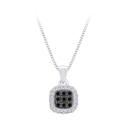 KATARINA Diamond Square Halo Pendant Necklace (1/3 cttw GH, I2/I3)