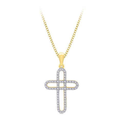 KATARINA 1/4 cttw Diamond Cross Pendant Necklace GH-I2-I3