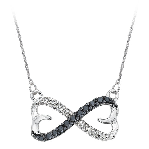 KATARINA Black and White Diamond Infinity Jewelry Set (7/8 cttw)