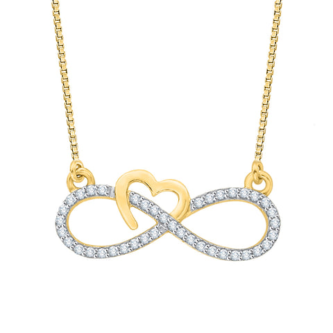 KATARINA Infinity and Heart Style Diamond Sideways Pendant Necklace (1/5 cttw)