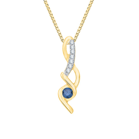 KATARINA Blue and White Diamond Fashion Pendant Necklace (1/10 cttw)