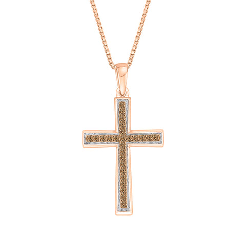 KATARINA Diamond Cross Pendant Necklace (1/10 cttw)
