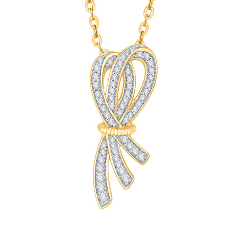 KATARINA Diamond Bow Pendant Necklace (1/3 cttw)