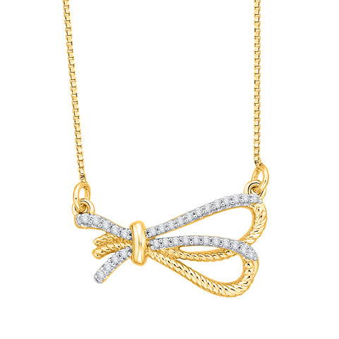 KATARINA Diamond Bow Pendant Necklace (1/8 cttw)