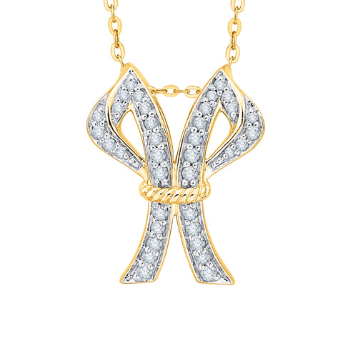 KATARINA Diamond Bow Pendant Necklace (1/5 cttw)