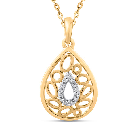 KATARINA Diamond Tear Drop Pendant Necklace (1/20 cttw)