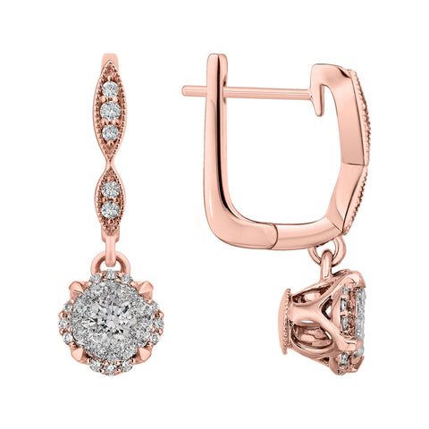 KATARINA Diamond Halo Hoop Earrings (1/2 cttw, IJ, SI3/I1)