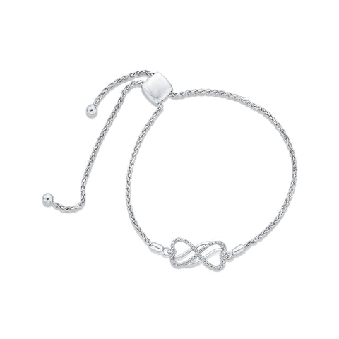 KATARINA Heart Shaped Infinity Diamond Tennis Bracelet (1/20 cttw)