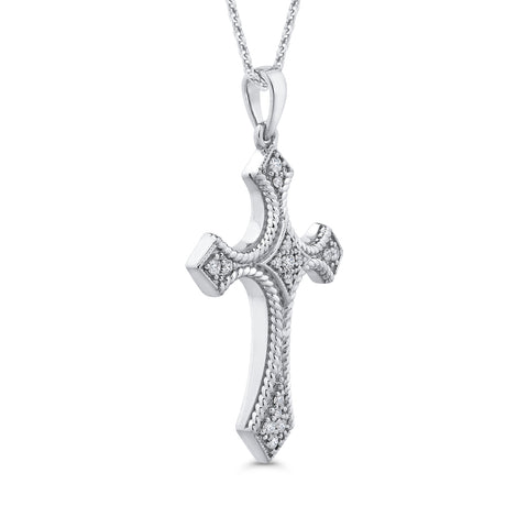 KATARINA Diamond Cross Pendant Necklace (1/6 cttw)