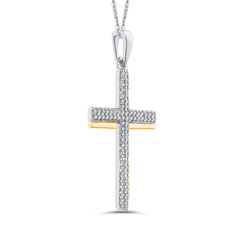 KATARINA Diamond Cross Pendant Necklace (1/4 cttw)