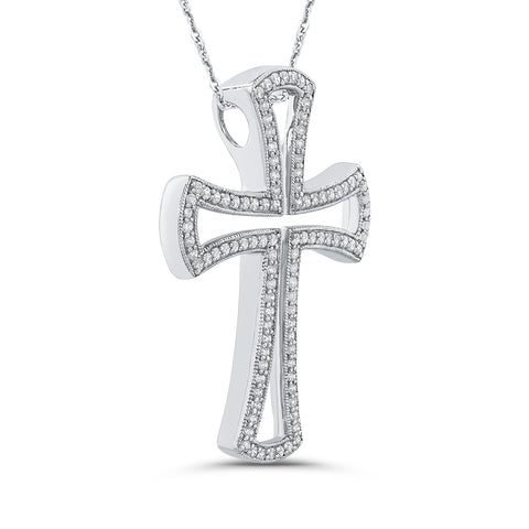 KATARINA Diamond Cross Pendant Necklace (1/2 cttw)