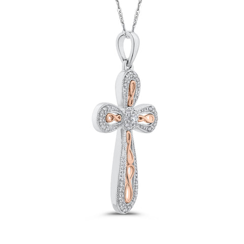 KATARINA Diamond Infinity Cross Pendant Necklace (1/6 cttw)