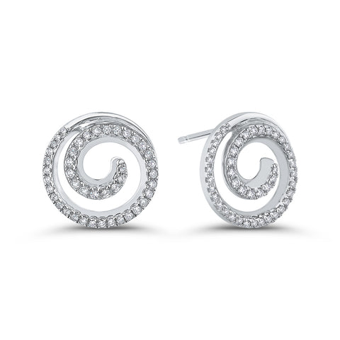 KATARINA Prong Set Diamond Swirl Earrings (3/8 cttw)