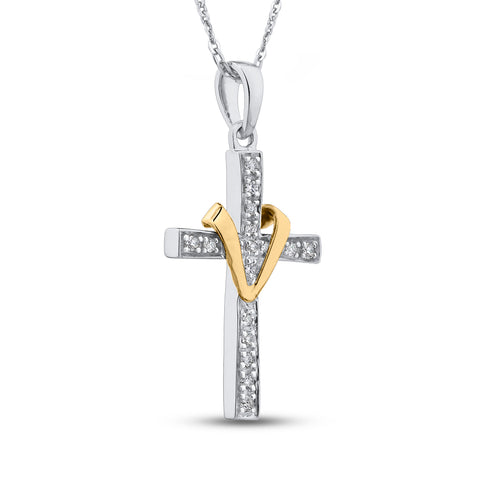 KATARINA Diamond Cross Pendant Necklace (1/10 cttw)