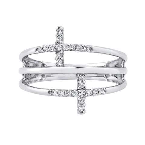 KATARINA Multi Row Diamond Statement Cross Ring (1/6 cttw)