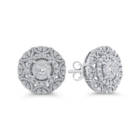 KATARINA 5/8 cttw Diamond Halo Stud Earrings