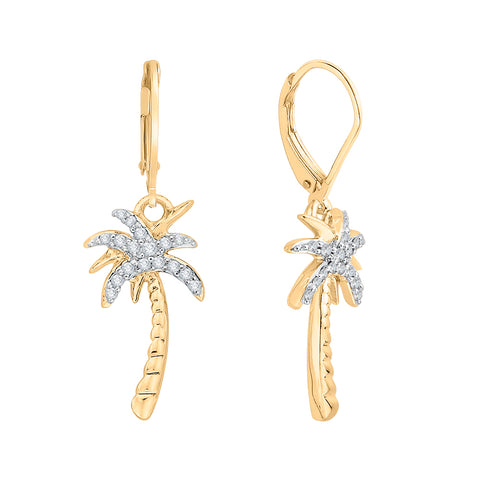 KATARINA Diamond Palm Tree Dangle Earrings (1/8 cttw)