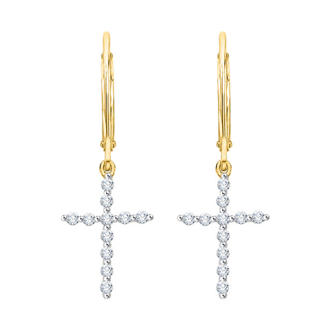 KATARINA Diamond Cross Dangle Earrings (1/4 cttw)