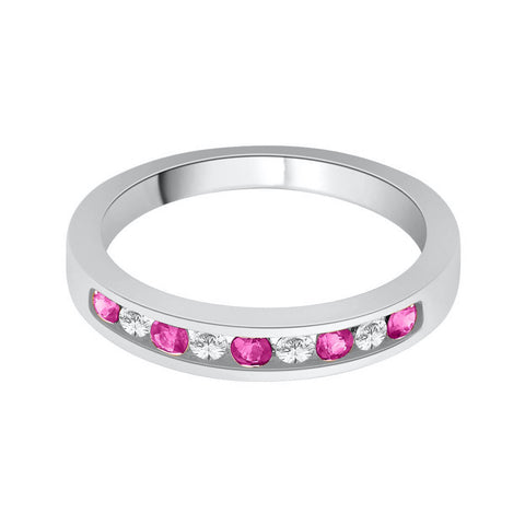 KATARINA Ruby and Diamond Anniversary Wedding Band (1/2 cttw)