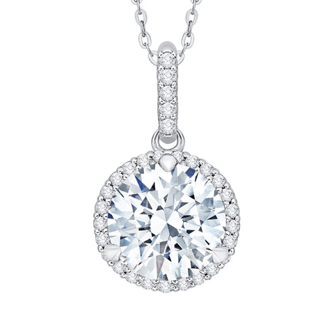 KATARINA 1 1/8 cttw Lab Grown Diamond Halo Pendant Necklace in 14k Gold